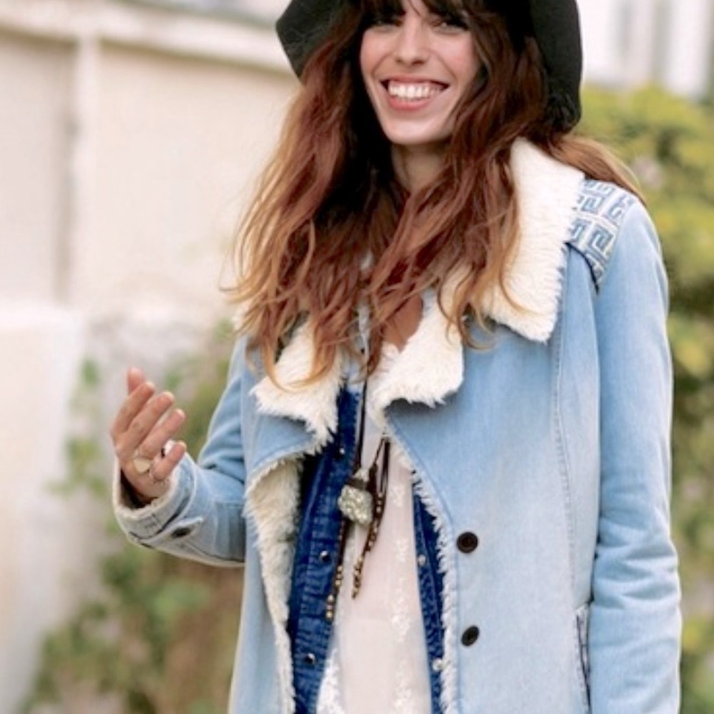 Free People Denim Sherpa Jacket 🌼 Small